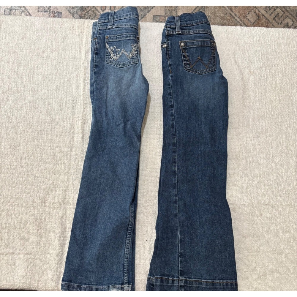 Wrangler Girls Bootcut Jeans Bundle Size 6 and 6X Medium Wash Western Star Denim
